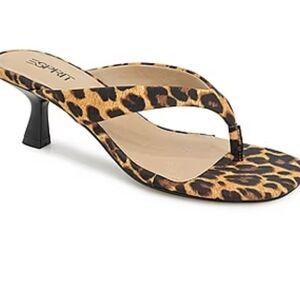Esprit Leopard Print Kitten Heel Thong Sandal - Brown/Black